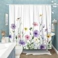 thumbnail image 3 of Watercolor Floral Shower Curtain Set, Pink Purple Flower Shower Curtains for Bathroom Colorful Wildflower Bathroom Decor Polyester Fabric-72" x 72", 3 of 6