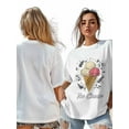 thumbnail image 6 of Women's T-Shirt Ice Cream Hand-drawn Illustration Short Sleeve Casual Tee Classic Crew Neck T Shirt for Women White, M, 6 of 7