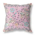 thumbnail image 2 of Pond Peacock Throw Pillow in Pink Gray Sky Blue Cream 16x16, 2 of 5