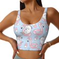 thumbnail image 2 of Haiem Summer Cute Unicorns Pattern Womens Sports Bra - U Neck Padded Low Impact Yoga Bra Workout Crop Top Gym Moisture-Wicking Workout Vest -X-Large, 2 of 9