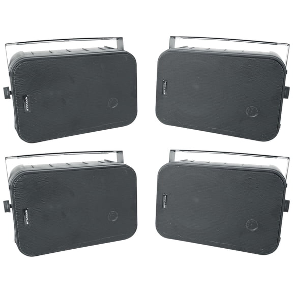 4) Rockville HP65S 6.5" Black Outdoor/Indoor Home Theater Patio Speakers Swivel Mounts