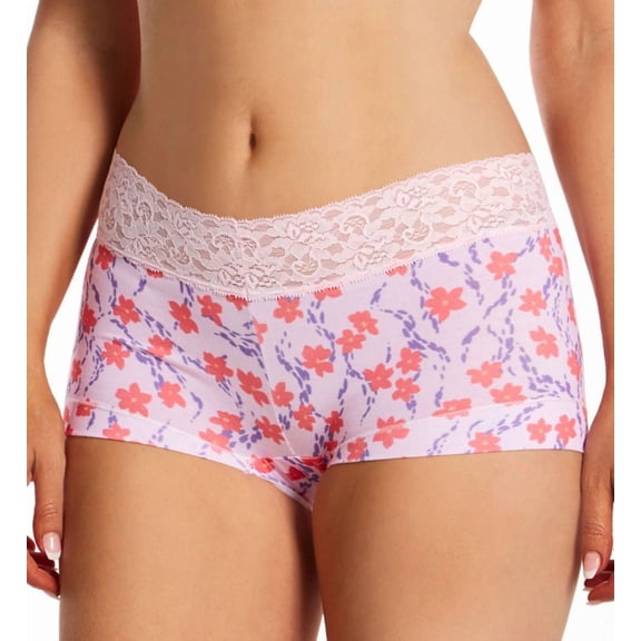 Women's Maidenform 40859 Dream Cotton Boyshort Panty with Lace (Daisy Flourish Print 6)