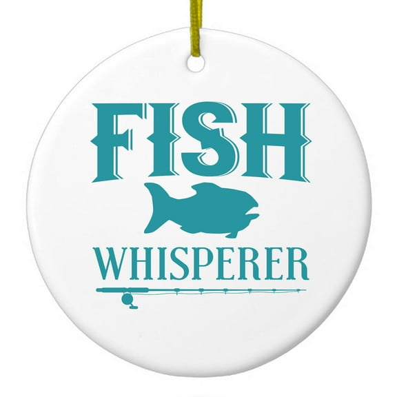 DistinctInk Hanging Ceramic Christmass Tree Ornament with Gold String - Great Gift / Present - 2 3/4 inch diameter - Fish Whisperer