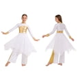 thumbnail image 5 of iiniim Girls Praise Dance Dress Long Sleeve Church Robe With Palazzo Pants Outfit Worship Liturgical Dancewear White 16, 5 of 7