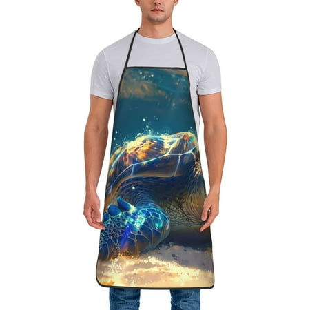 

Matuu Sunshine Underwater Sand Turtle for Cooking Apron for Men and Women Adjustable Strap and Waist Ties for Baking Cooking Gardening