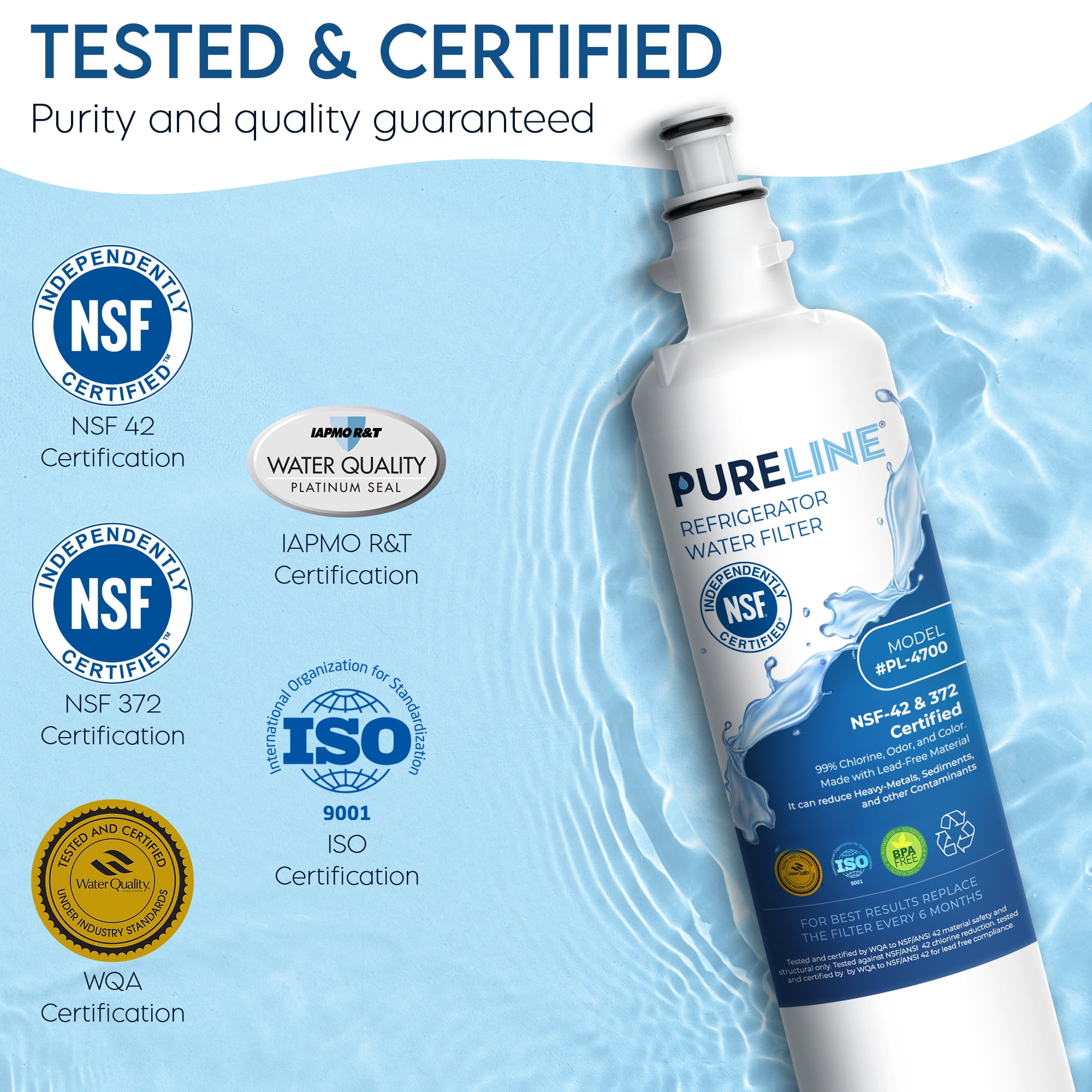 Pureline Replacement for GE® RPWFE® Water Filter and RPWF Refrigerator Water Filter - With RFID Chip (NSF Certified)
