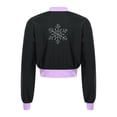 thumbnail image 5 of inlzdz Kids Girls Sport Athletic Jacket Long Sleeve Figure Ice Skating Top Costume Zipper Contrast Light Purple 6, 5 of 7
