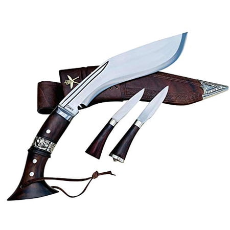 12" Hand Forged Full Tang Kukri Knife - Traditional Nepali Khukuri With Buffalo Horn Handle & Leather Scabbard