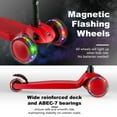 thumbnail image 4 of PRINIC 3 wheel Kick Scooter for Kids with Light-up Wheels and Adjustable Height for 2-7 Years Old Ages Girls Boys Toddlers & Children, Lean to Steer, Red, 4 of 10