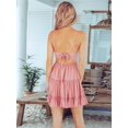 thumbnail image 5 of Summer Dresses for Women V-Neck Spaghetti Strap Bowknot Backless Sleeveless Lace Mini Dress Lotus Root Pink L, 5 of 9