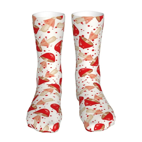 Uemuo Cute Mushroom for 16in Socks, Cotton Socks Sports Socks Knee High Socks Comfortable Socks For Men, Women