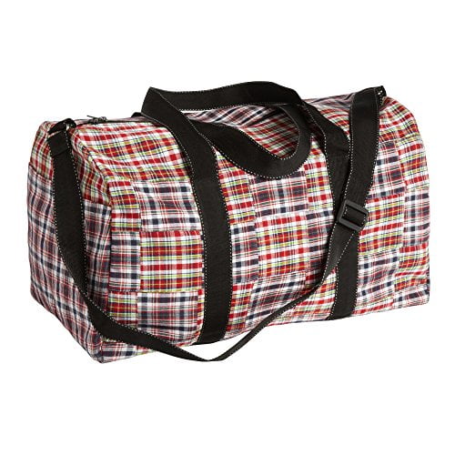 Nantucket Home Plaid Patchwork Duffle Duffel Gym Bag (Blue Pink) by Nantucket Distributing