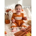 thumbnail image 6 of RUINIXCW Toddler Baby Girl Thanksgiving Outfit Infant Girls Fall Winter Clothes Turcky Long Sleeve Babydoll Shirts Bell Bottoms Flare Pants 2Pcs Set, 6 of 10