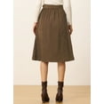 thumbnail image 4 of DARING DIVA Women's A-Line Button Front Belted Midi Skirts XL Coffee, 4 of 6