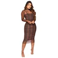 thumbnail image 3 of Vestidos de fiesta sexis de malla transparente para mujer, vestidos midi elegantes con estampado de club nocturno, conjuntos de vestido ajustado de manga larga, conjunto de 2 piezas para mujer, 3 of 5