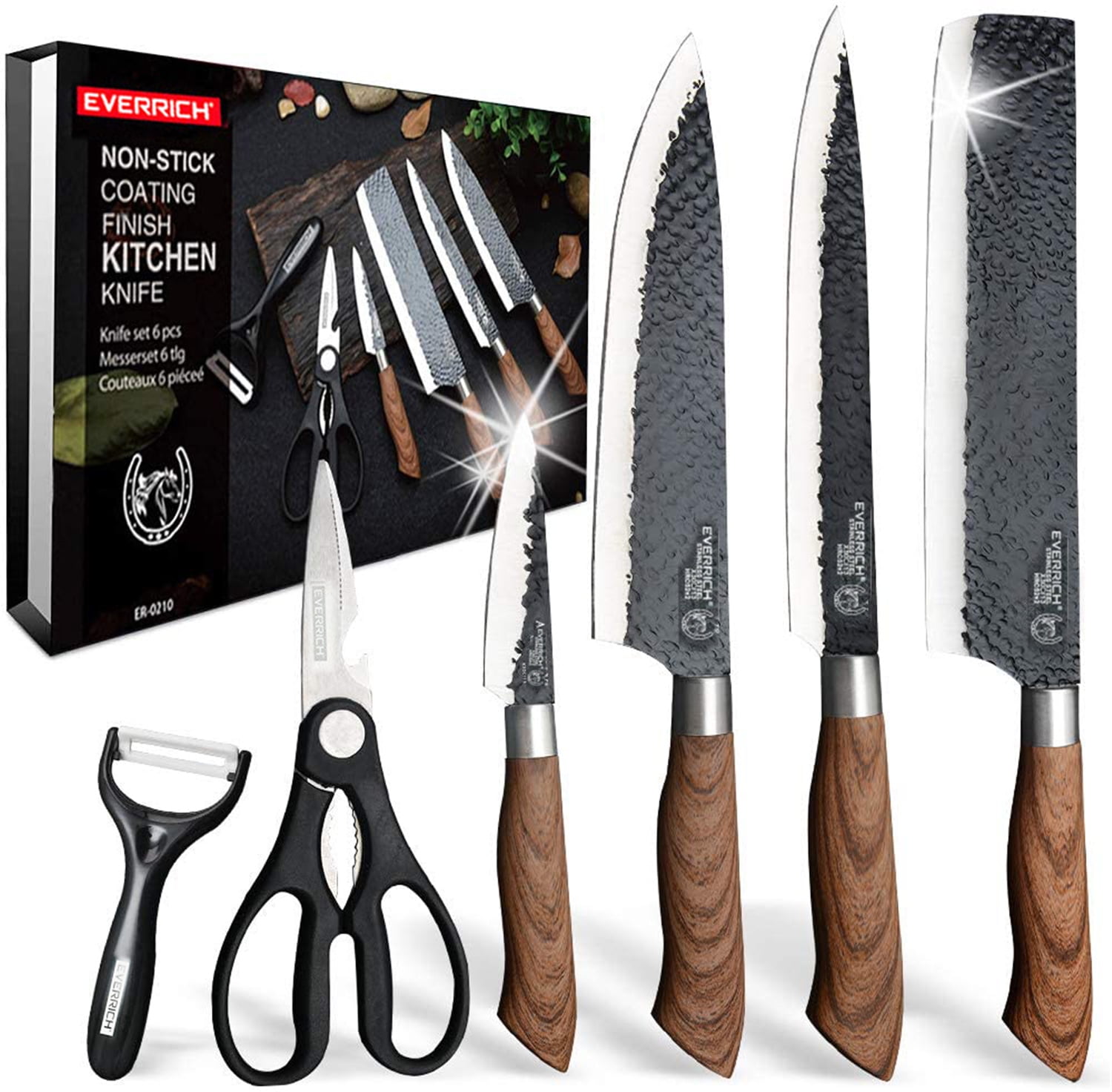 6 Pcs Kitchen Knives Set, High Carbon Stainless Steel Forged Kitchen  Knife, Sharp Chef Knife Set