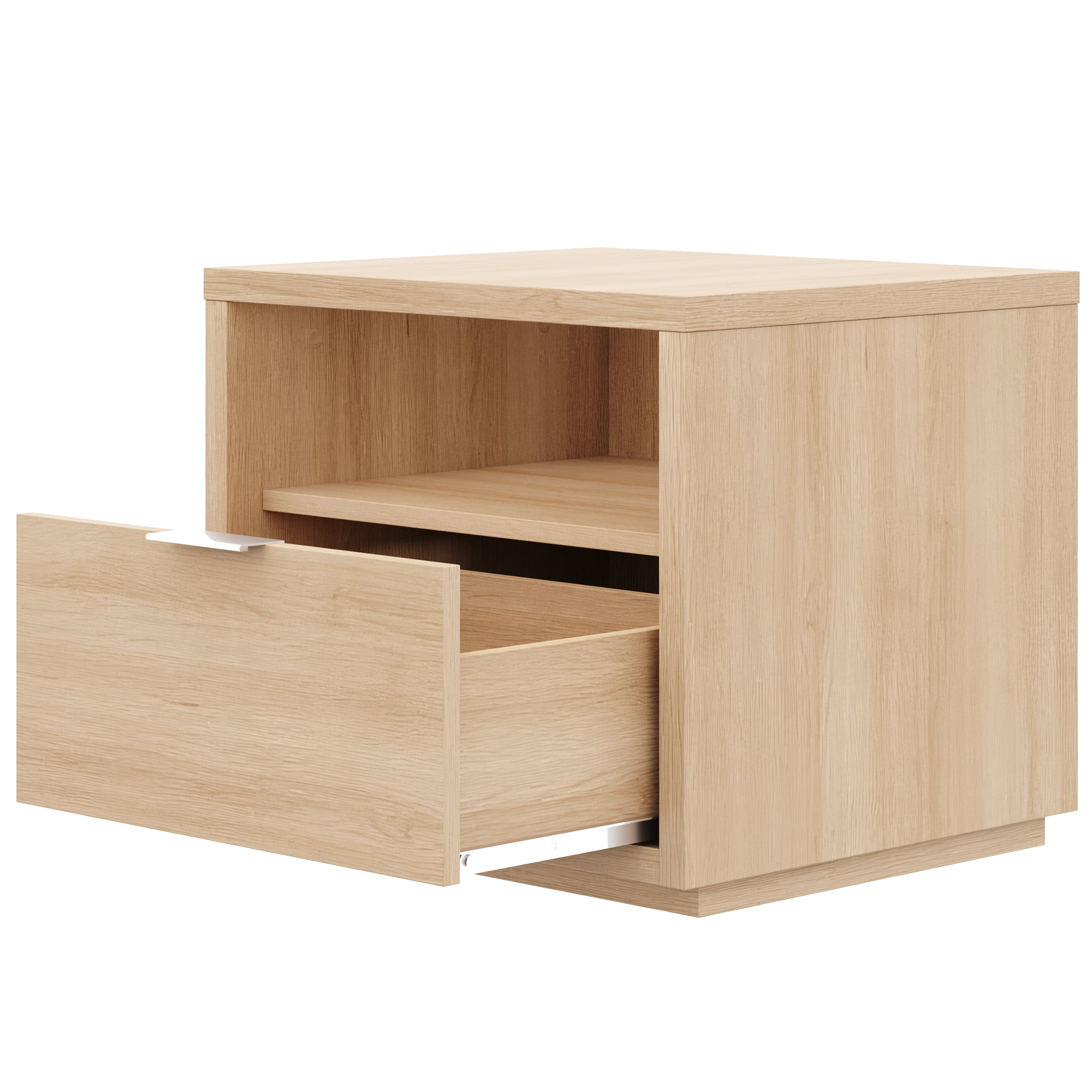 Nexera Modern 1 Drawer Nightstand, Natural Blonde Oak