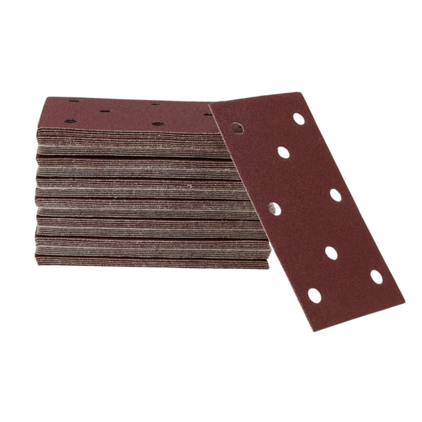 70 Pcs Papel de Lija Rectangular 8 Agujeros 80 Grano Hojas de Lijado de Gancho y Bucle Universales para Reacondicionamiento Automotriz 180x95mm Óxido de Aluminio Rojo