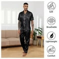 thumbnail image 6 of Silk Satin Pajama Sets for Men Short Sleeve Button-Down Pajamas for Men 2 Piece Men Silk Sleepwear Set Mens Satin Loungewear Sets with Long Pants, S-XXL, 6 of 13