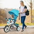 thumbnail image 2 of Gymax Baby Tricycle Stroller 6-in-1 Kids Push Trike w/ Removable 5-Position Canopy Blue, 2 of 10