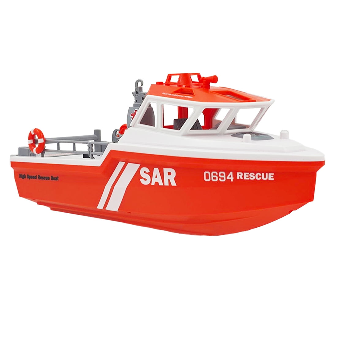 1/32 Scale RC Rescue Boat Model, High-Speed Water Rescue Vessel with Water Cooling & Capsize Reset, 2.4G Mini RC Boat for Adults, Orange White