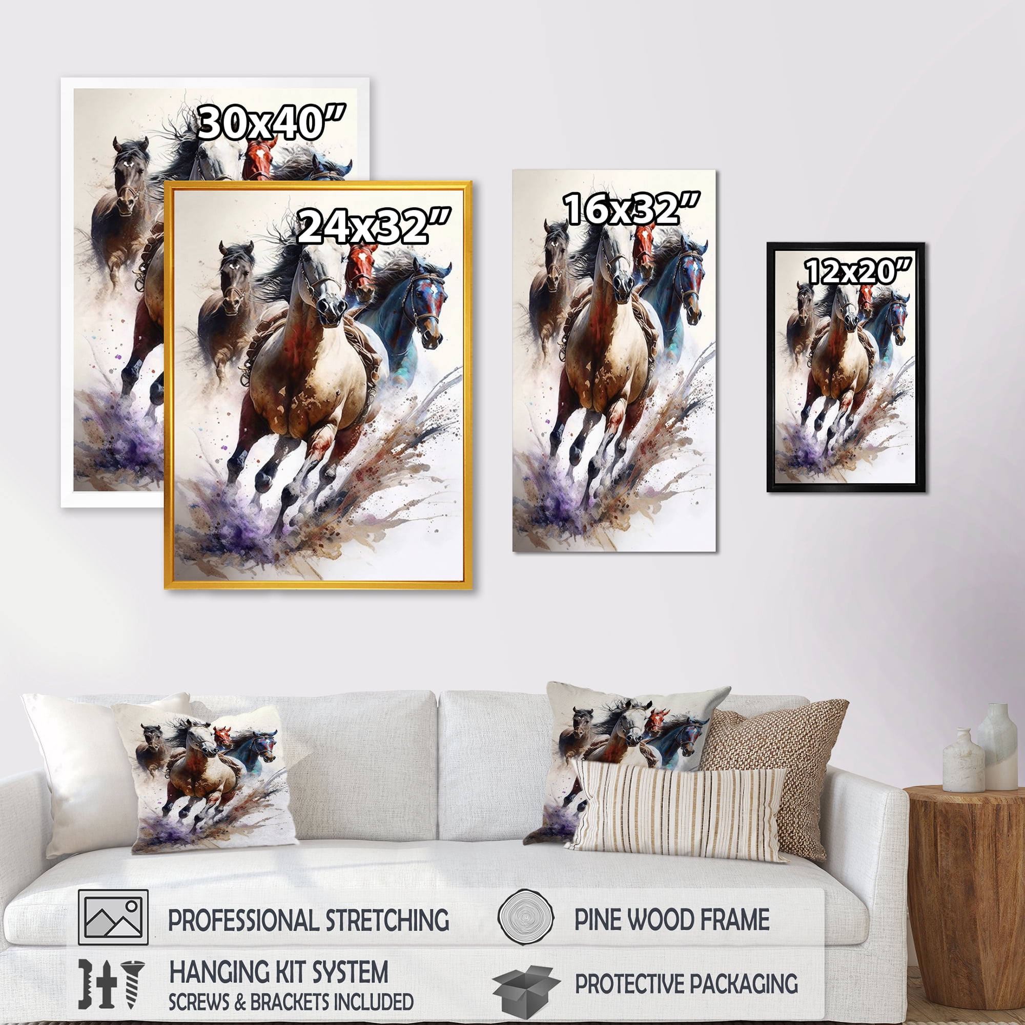 Designart Herd Of Horses Running I Canvas Wall Art