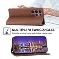 thumbnail image 4 of Tarise for Samsung Galaxy S23 Ultra 5G Flip Cover, Luxury PU Leather Shockproof Folding Kickstand Card Holder Pocket Wallet Wrist Strap Handbag Phone Case for Samsung S23 Ultra 6.8 inch, Brown, 4 of 9