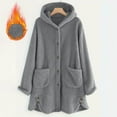 thumbnail image 6 of Fnooota Womens Fleece Jackets, Mid-length Hooded Warm Loose Fit Winter Coats for Women Gray Size M, 6 of 7