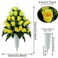thumbnail image 3 of Artificial Cemetery Flowers, Grave Decorations Roses, Memorial Flowers Bouquet with Cemetery Vase, Sets (Yellow), 3 of 5