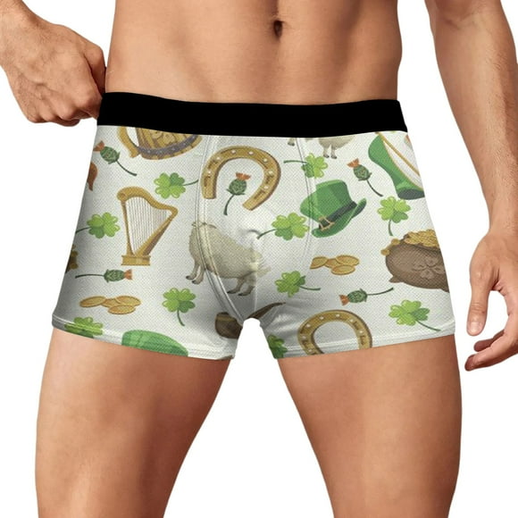 TSADFHJI Manmade Underwear Men Mens St Patricks Day Underwear Breathable Trend Novel Digital 3D Printed Boxers Underwear S Brown