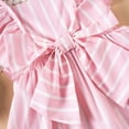 thumbnail image 5 of Wuxian Kids Girls Summer Dresses Casual Striped Bow A Line Princess Dress With Flutter Sleeves Outfit Dress, Pink, 12-24 Months, 5 of 7