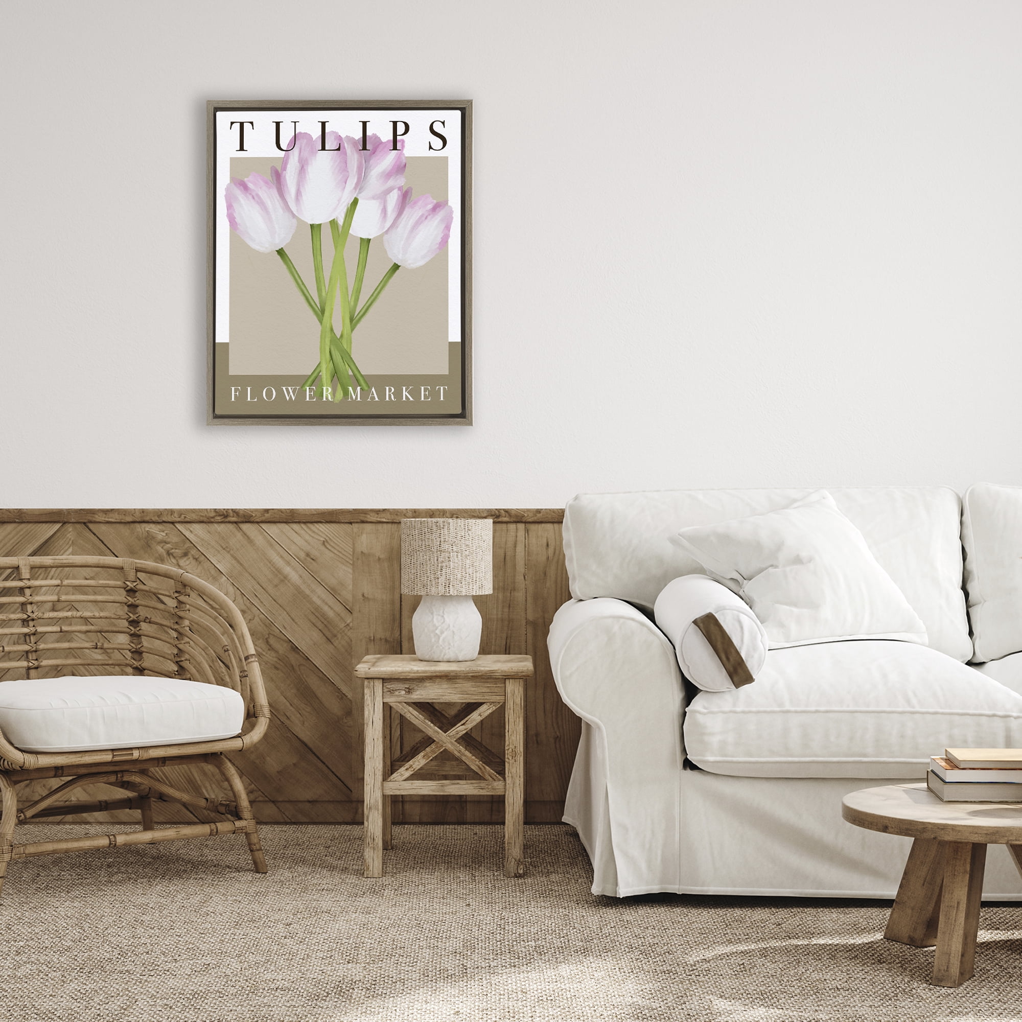Stupell Industries Tulips Flower Market Brown Framed Floater Canvas Wall Art, design by Jennifer Stith