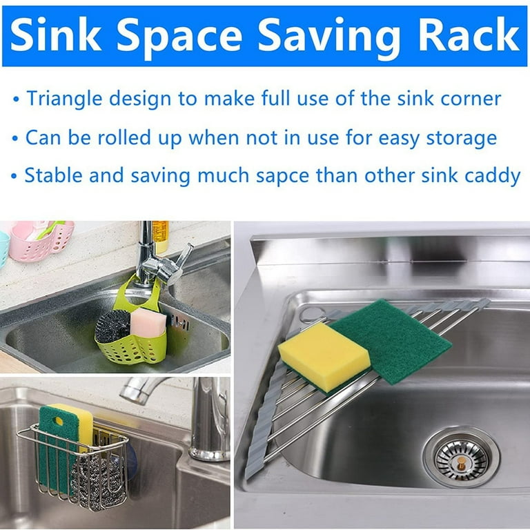 HAIKANGSHOP Triangle Dish Drying Rack, Dish Drainer Over Sink Foldable  3-Layer Kitchen Drain Organizer Storage Space Saver Shelf Holder