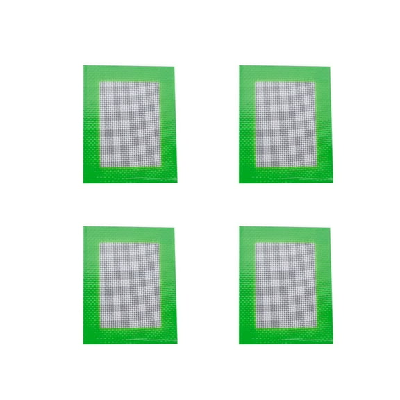 Raindrops 4Pcs Eco-friendly Silicone Baking Mat Rectangular Heat Resistant Barbecue Mat Non-stick Baking Sheet Liner (Green) - 11x8.5cm