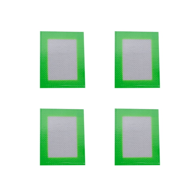 MasteelfCA 4Pcs Eco-friendly Silicone Baking Mat Rectangular Heat Resistant Barbecue Mat Non-stick Baking Sheet Liner (Green) - 11x8.5cm
