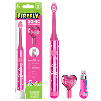 Firefly Slim Sonic Barbie Toothbrush with USB Charging and Antibacterial Cover, Ages 3 , 1 Count