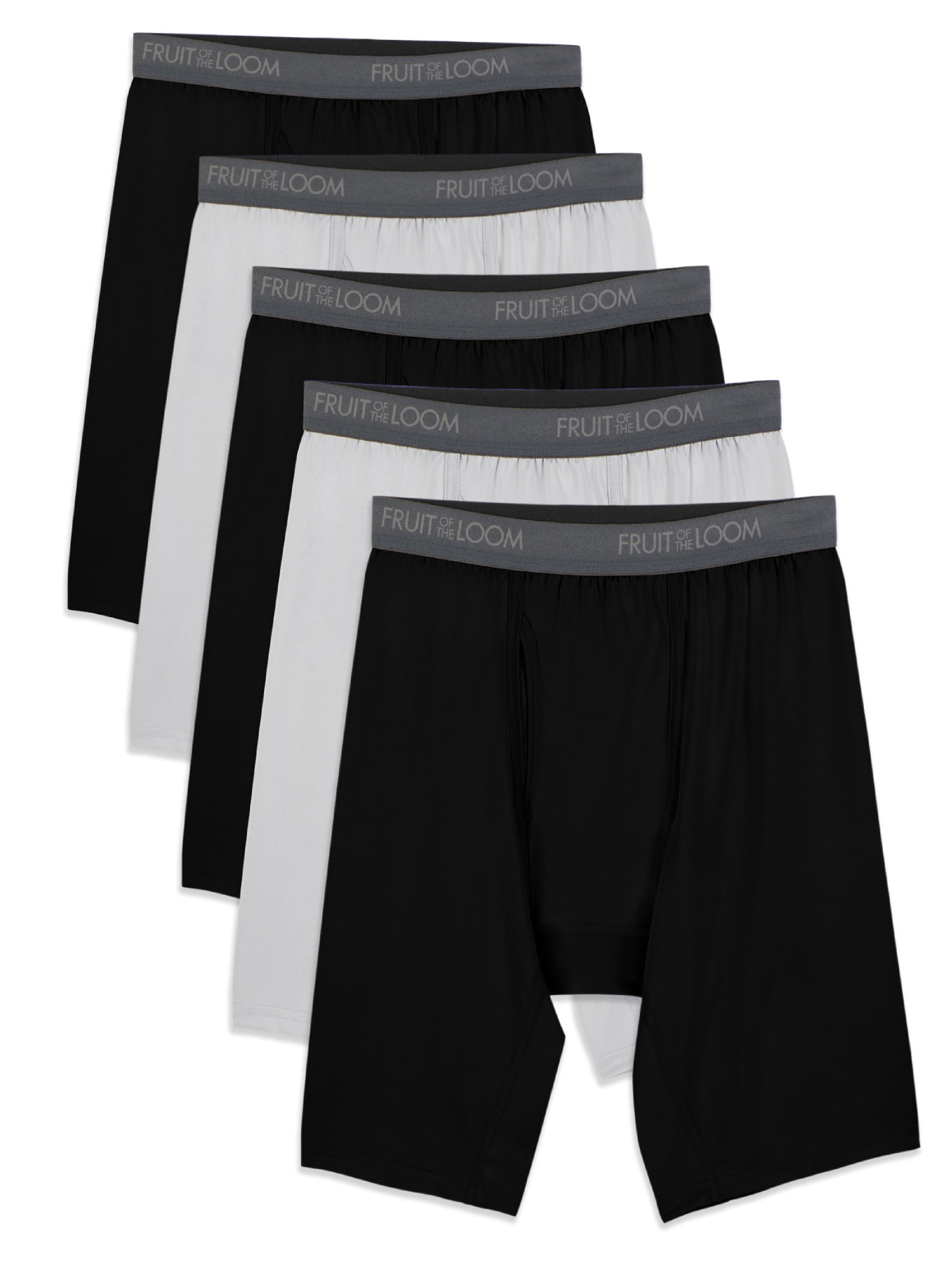 Essentials Mens Big & Tall 5-Pack Tag-Free Boxer Briefs Underwear 5XL -Black/Charcoal/Heather Gray