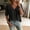 Black, variant on V Neck Blouses for Women Lace Crochet Trim Tops 3/4 Puff Sleeve Shirts Casual Babydoll Tunic Flowy Pleated Peplum Lightweight Fall Apparel Elegant Work Tops