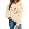 thumbnail image 2 of EchfiProm Crewneck Sweatshirts for Women Graphic Pullover Holiday Beige Valentine Long Sleeve Valentine Day Womens Shirs Heart, 2 of 8