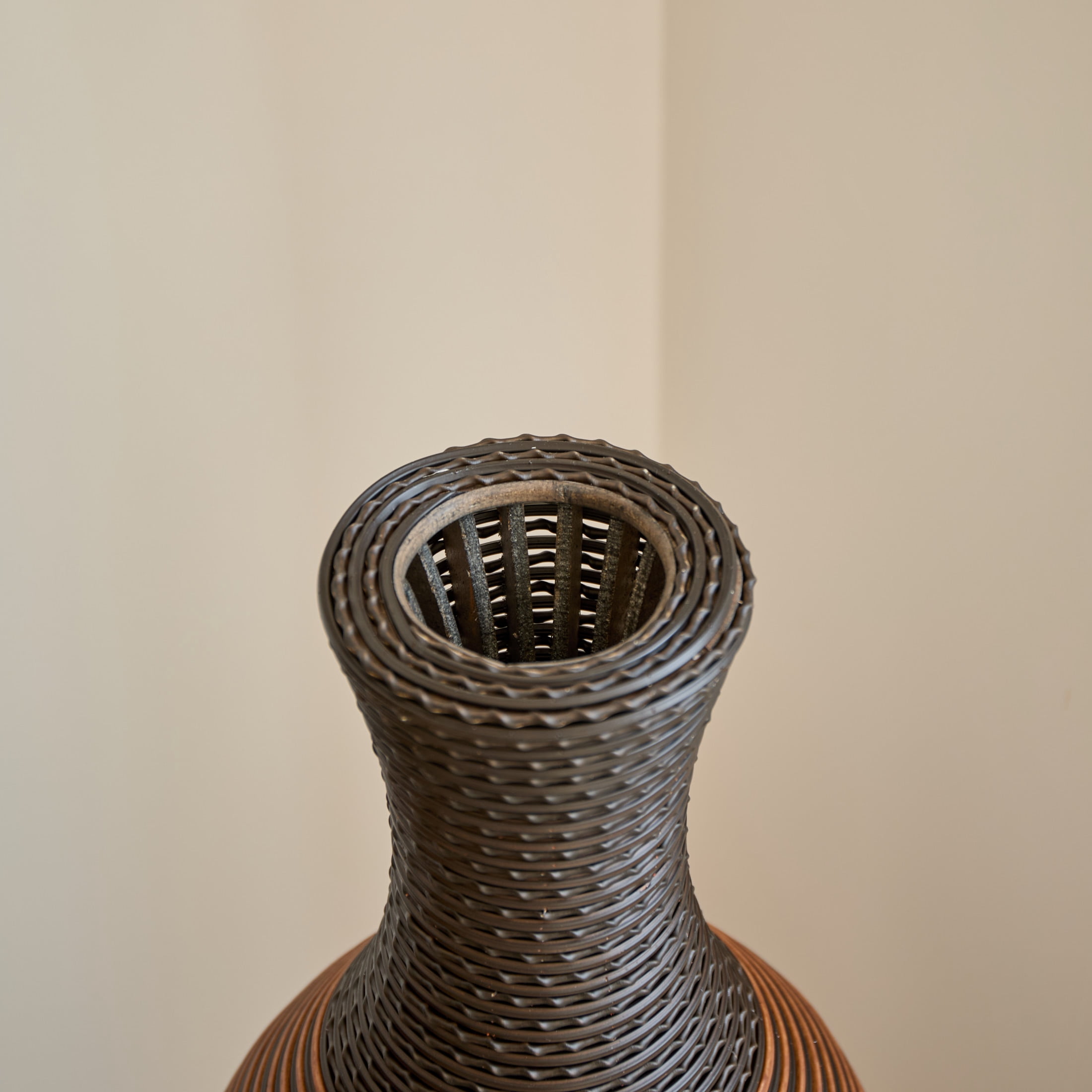 Noble House 39.4" Tall PVC Floor Vase, Two-Tone Textured Decorative Vase, Dark Brown