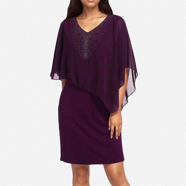 WILLBEST Vestidos Casuales para Mujer con Curvas, Vestido Largo Informal de Manga Corta con Cuello En V y Talla Grande A La Moda para Mujer Chica