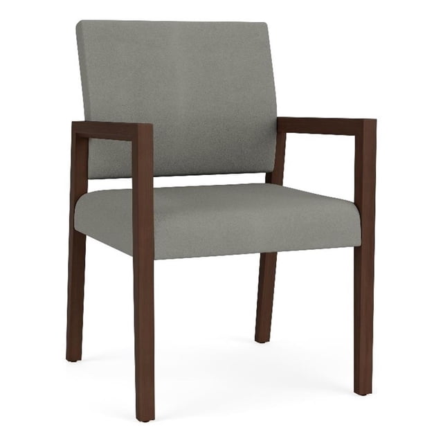 Pemberly Row Waiting Reception Guest Chair Wood Frame in Gray