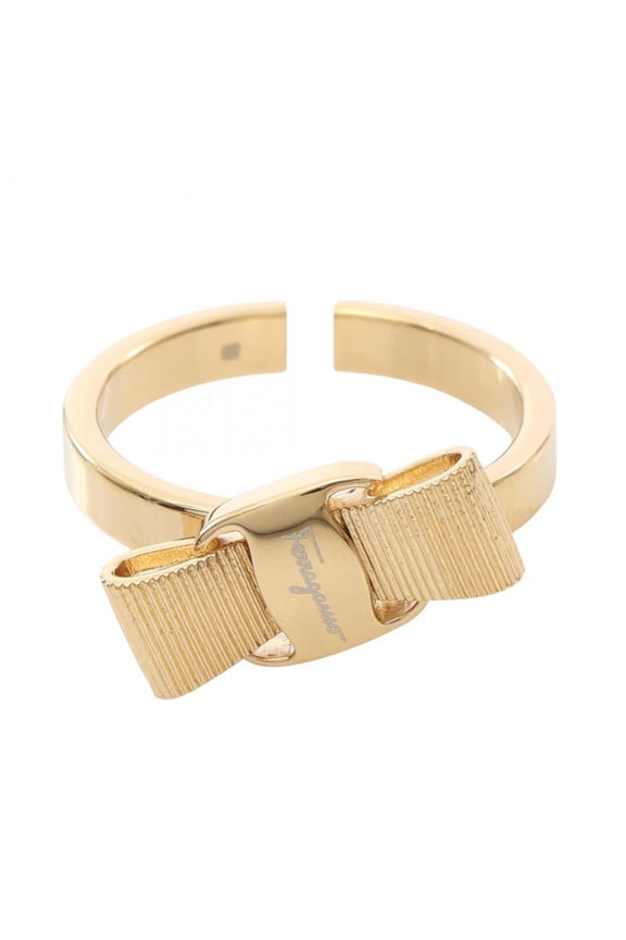 Pre-Owned Salvatore Ferragamo Vara Ribbon Ring, Gold Plated, Women's (Good)