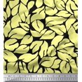 thumbnail image 1 of Soimoi Black Rayon Fabric Basil Leaves Print Sewing Fabric Yard 42 Inch Wide, 1 of 3