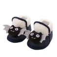 thumbnail image 3 of Povozer Baby Booties Cute Booties Fleece Slippers Soft Warm Crib Shoes Snow Boots(Navy,6-9 Months), 3 of 6