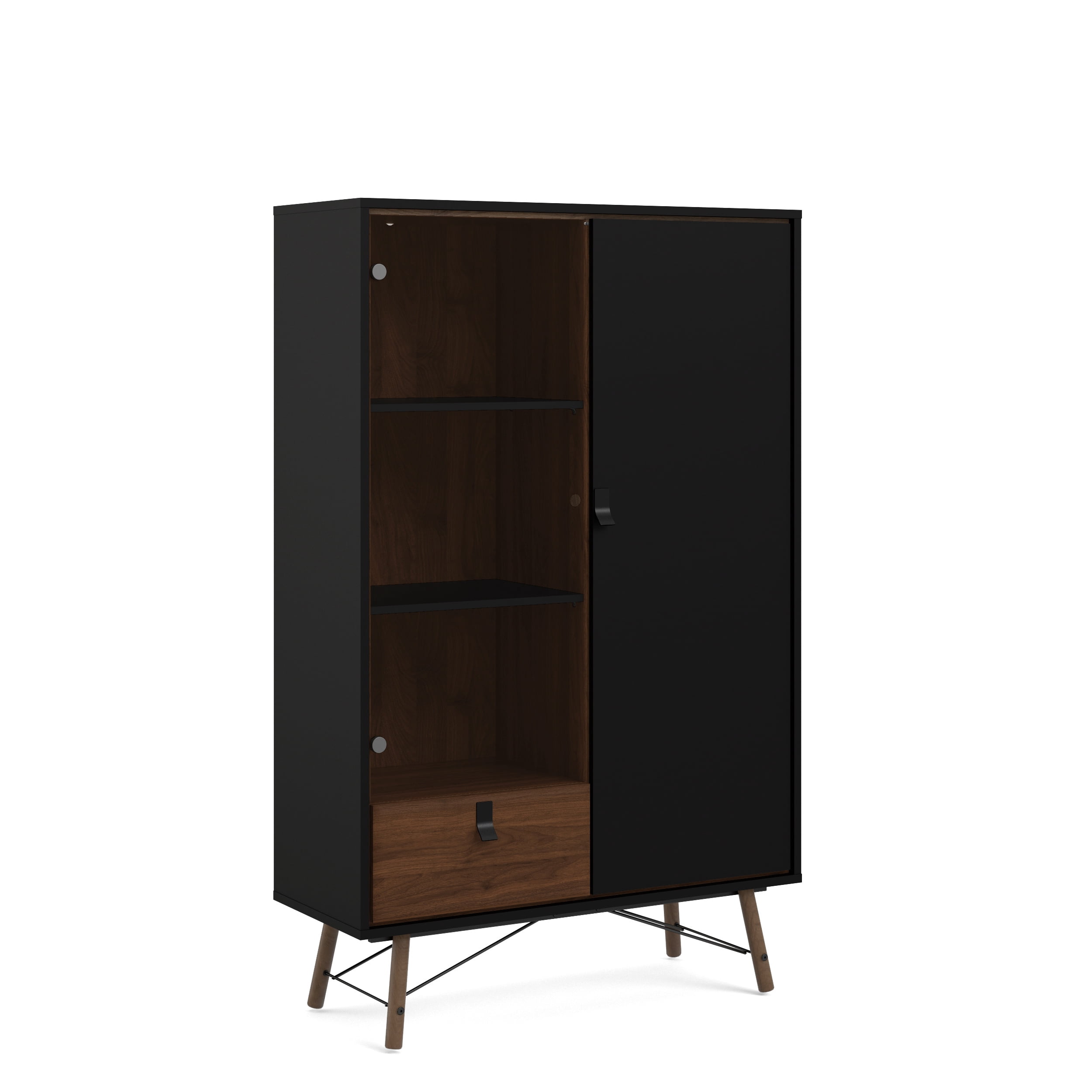Ry 1 Drawer China Cabinet with 1 Door & 1 Glass Door