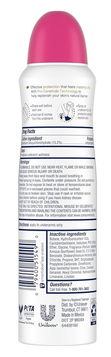 Dove Deodorant 3.8 Ounce Dry Spray Dragon Fruit & Coconut Cream (Pack of 2)