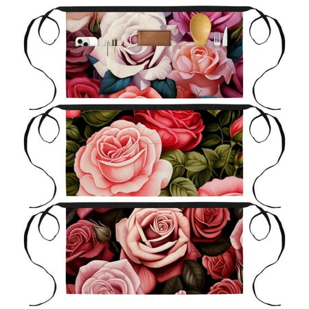 

Rose Printed Half Apron with 3 Pockets - for Waiters and Work Use