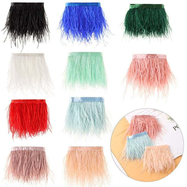 Party Decoration Crafts Accessories DIY Wedding Dress 8-10 CM Wide Plumes  Ribbon Selvage 1 Meter Long Ostrich Feathers Trim BLUE 