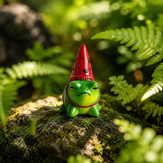 Figura de Rana con Gorro de Fiesta para Decoración de Jardín y Patio: Un Bonito Adorno de Escritorio para Uso Interior o Exterior, Una Divertida Estatua de Animal para Estantes, Macetas de Suculentas